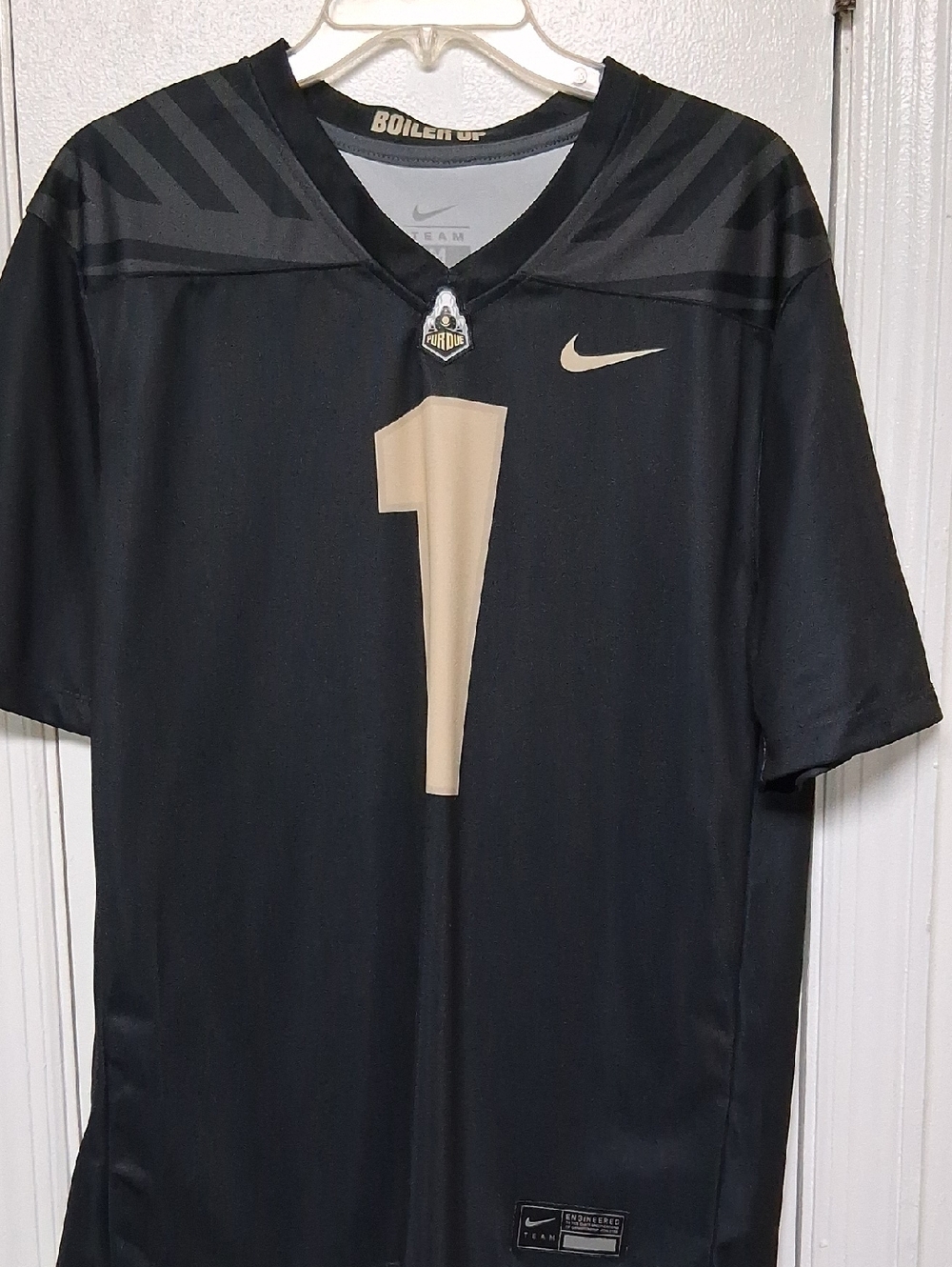 Nike Men’s Black Football Jersey with Cream Number 1